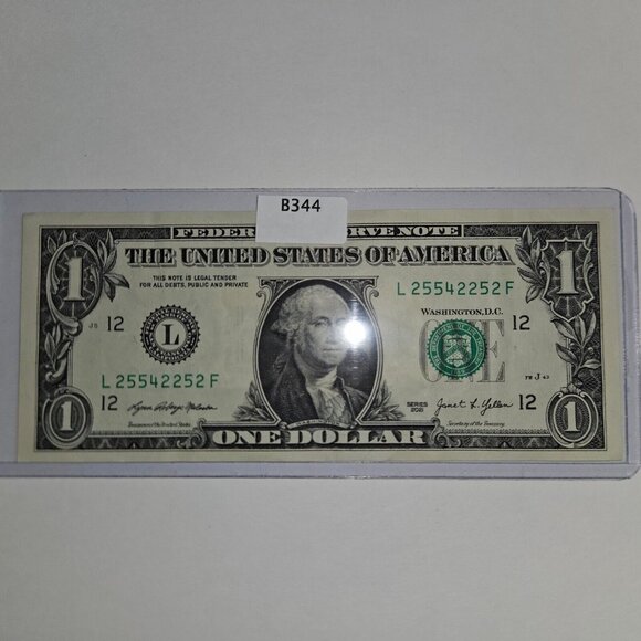 Trinary Note 2021 $1 Dollar Bill L25542252F Fancy Serial Number (B344) - Picture 4 of 4